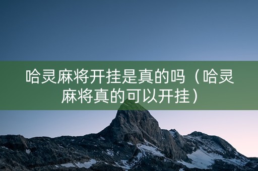 哈灵麻将开挂是真的吗（哈灵麻将真的可以开挂）