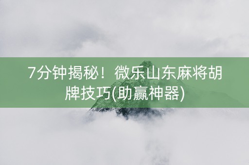 7分钟揭秘！微乐山东麻将胡牌技巧(助赢神器)