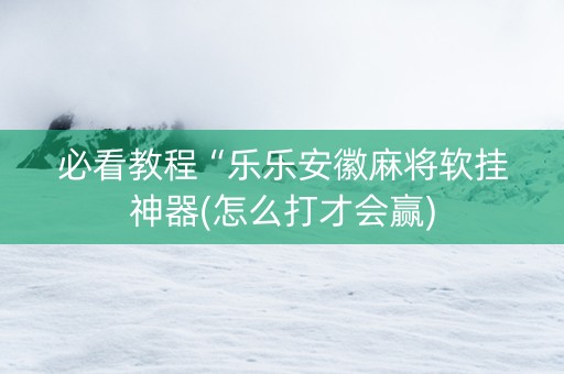 必看教程“乐乐安徽麻将软挂神器(怎么打才会赢)
