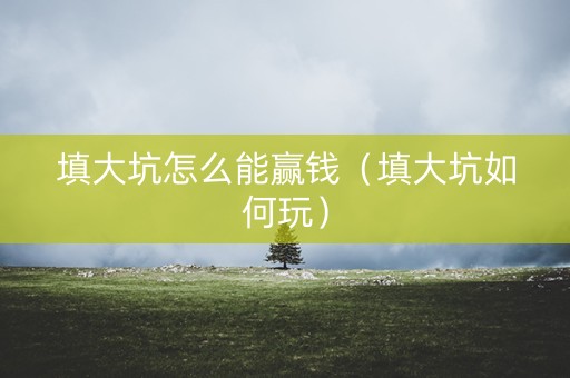填大坑怎么能赢钱（填大坑如何玩）
