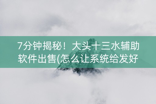 7分钟揭秘！大头十三水辅助软件出售(怎么让系统给发好牌)