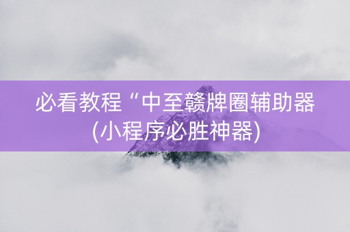 必看教程“中至赣牌圈辅助器(小程序必胜神器)