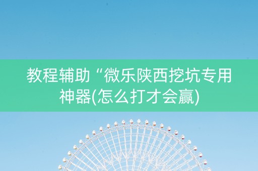 教程辅助“微乐陕西挖坑专用神器(怎么打才会赢)