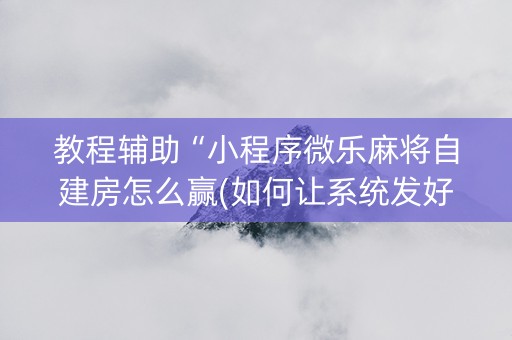 教程辅助“小程序微乐麻将自建房怎么赢(如何让系统发好牌)