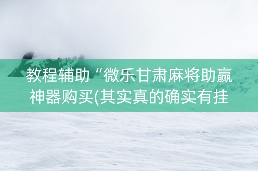 教程辅助“微乐甘肃麻将助赢神器购买(其实真的确实有挂)