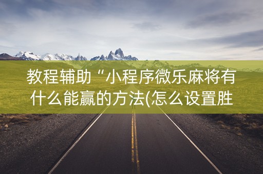 教程辅助“小程序微乐麻将有什么能赢的方法(怎么设置胜率)