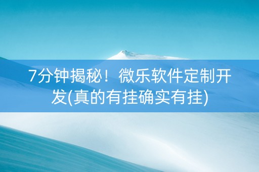 7分钟揭秘！微乐软件定制开发(真的有挂确实有挂)