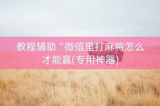 教程辅助“微信里打麻将怎么才能赢(专用神器)