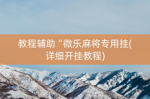 教程辅助“微乐麻将专用挂(详细开挂教程)