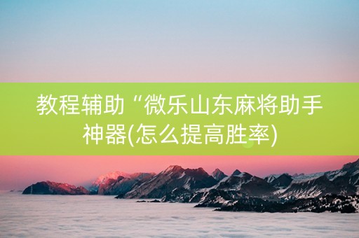 教程辅助“微乐山东麻将助手神器(怎么提高胜率)