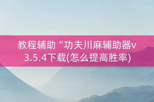 教程辅助“功夫川麻辅助器v3.5.4下载(怎么提高胜率)