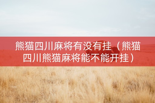 熊猫四川麻将有没有挂（熊猫四川熊猫麻将能不能开挂）