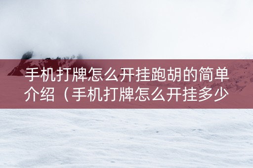 手机打牌怎么开挂跑胡的简单介绍（手机打牌怎么开挂多少钱）