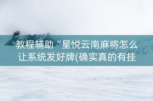 教程辅助“星悦云南麻将怎么让系统发好牌(确实真的有挂)