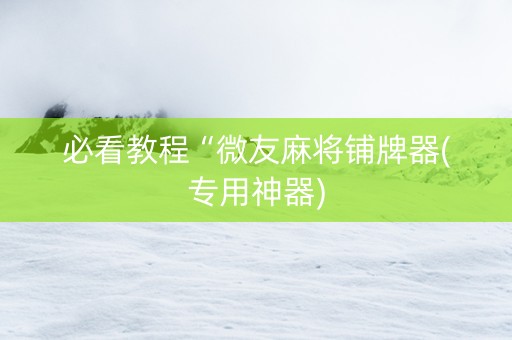 必看教程“微友麻将铺牌器(专用神器)