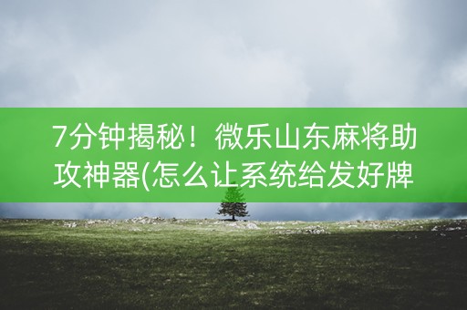 7分钟揭秘！微乐山东麻将助攻神器(怎么让系统给发好牌)