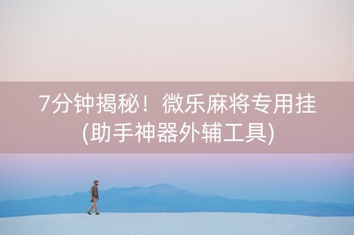 7分钟揭秘！微乐麻将专用挂(助手神器外辅工具)