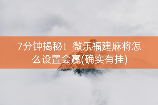 7分钟揭秘！微乐福建麻将怎么设置会赢(确实有挂)