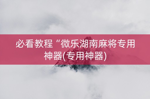 必看教程“微乐湖南麻将专用神器(专用神器)