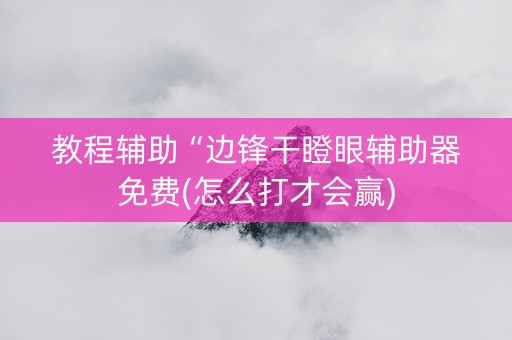教程辅助“边锋干瞪眼辅助器免费(怎么打才会赢)