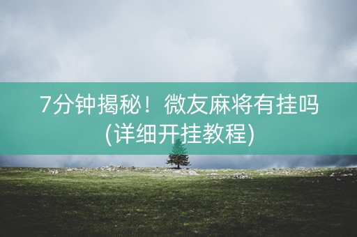 7分钟揭秘！微友麻将有挂吗(详细开挂教程)