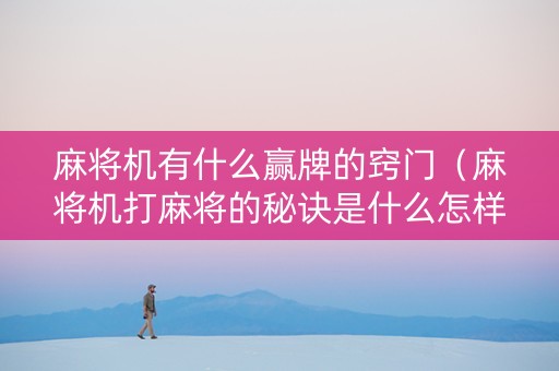 麻将机有什么赢牌的窍门（麻将机打麻将的秘诀是什么怎样才会赢）