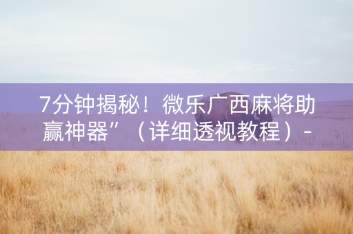 7分钟揭秘！微乐广西麻将助赢神器”（详细透视教程）-哔哩哔哩