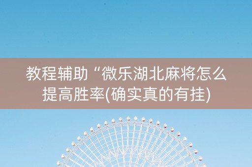 教程辅助“微乐湖北麻将怎么提高胜率(确实真的有挂)