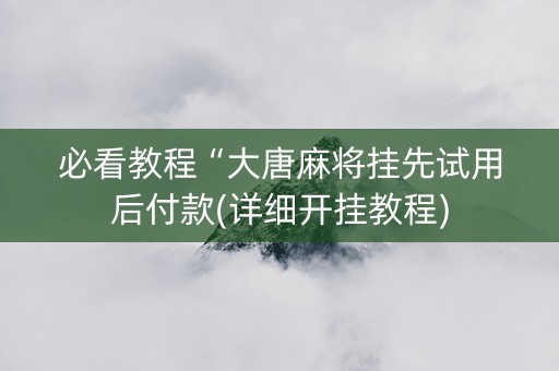 必看教程“大唐麻将挂先试用后付款(详细开挂教程)