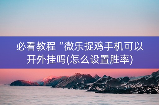 必看教程“微乐捉鸡手机可以开外挂吗(怎么设置胜率)