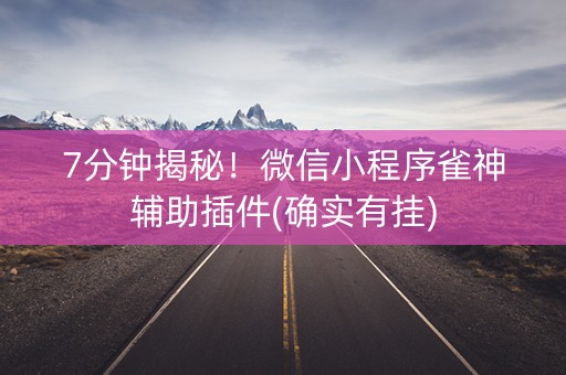 7分钟揭秘！微信小程序雀神辅助插件(确实有挂)