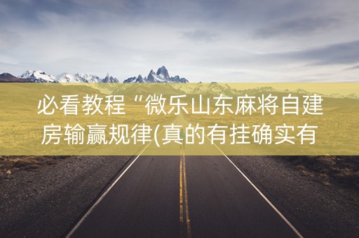 必看教程“微乐山东麻将自建房输赢规律(真的有挂确实有挂)