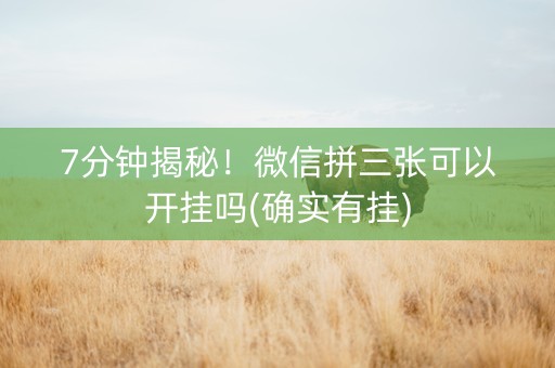 7分钟揭秘！微信拼三张可以开挂吗(确实有挂)