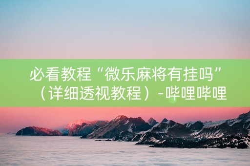 必看教程“微乐麻将有挂吗”（详细透视教程）-哔哩哔哩
