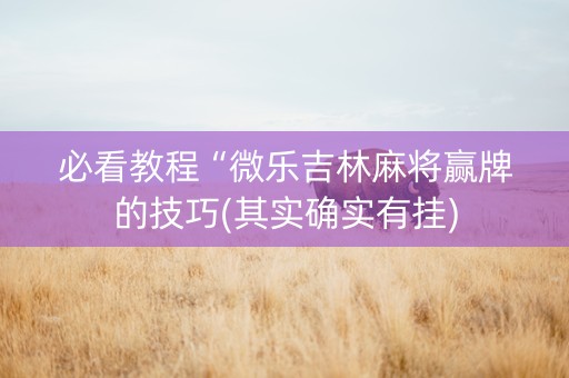 必看教程“微乐吉林麻将赢牌的技巧(其实确实有挂)