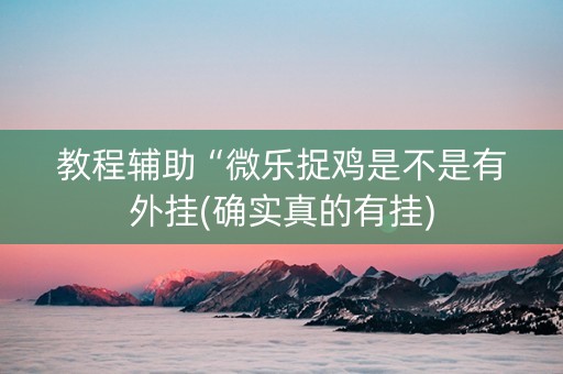 教程辅助“微乐捉鸡是不是有外挂(确实真的有挂)