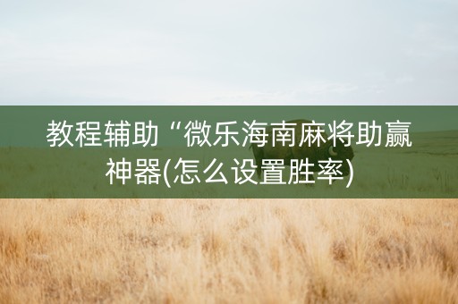 教程辅助“微乐海南麻将助赢神器(怎么设置胜率)