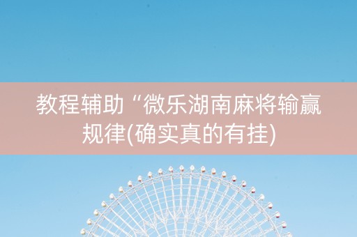 教程辅助“微乐湖南麻将输赢规律(确实真的有挂)
