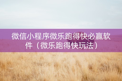 微信小程序微乐跑得快必赢软件（微乐跑得快玩法）