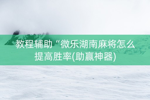教程辅助“微乐湖南麻将怎么提高胜率(助赢神器)