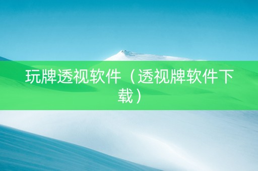 玩牌透视软件（透视牌软件下载）