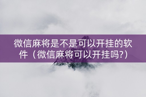 微信麻将是不是可以开挂的软件（微信麻将可以开挂吗?）