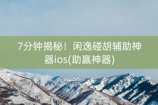 7分钟揭秘！闲逸碰胡辅助神器ios(助赢神器)