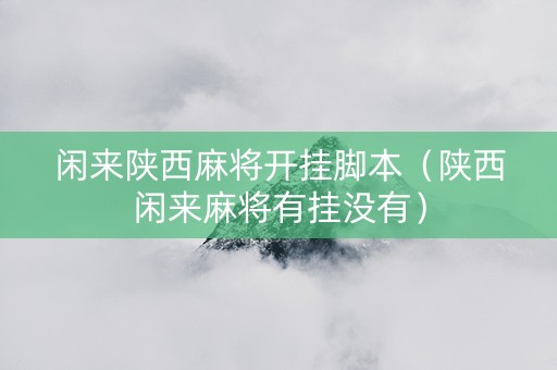 闲来陕西麻将开挂脚本（陕西闲来麻将有挂没有）