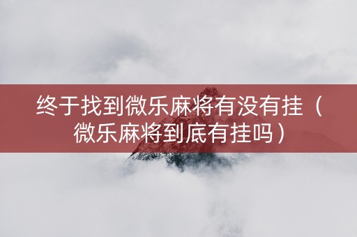 终于找到微乐麻将有没有挂（微乐麻将到底有挂吗）