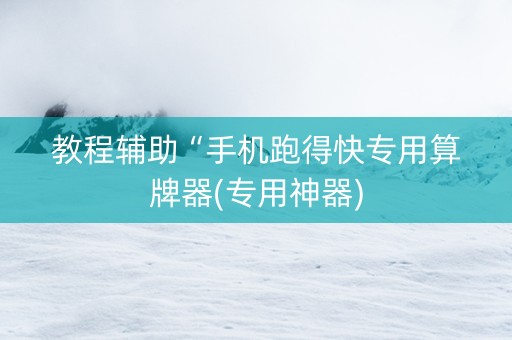 教程辅助“手机跑得快专用算牌器(专用神器)