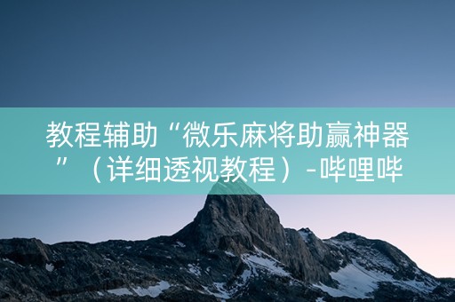 教程辅助“微乐麻将助赢神器”（详细透视教程）-哔哩哔哩