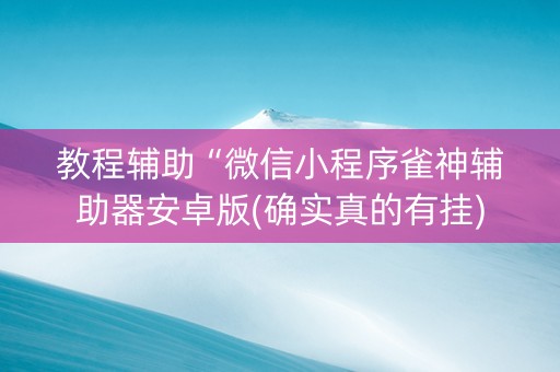 教程辅助“微信小程序雀神辅助器安卓版(确实真的有挂)