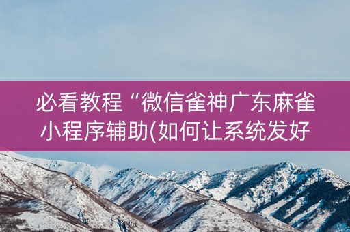 必看教程“微信雀神广东麻雀小程序辅助(如何让系统发好牌)