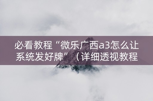 必看教程“微乐广西a3怎么让系统发好牌”（详细透视教程）-哔哩哔哩